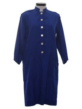 Vintage 80s Wilroy Traveller Royal Blue Button Front Shirt Dress Women's Medium